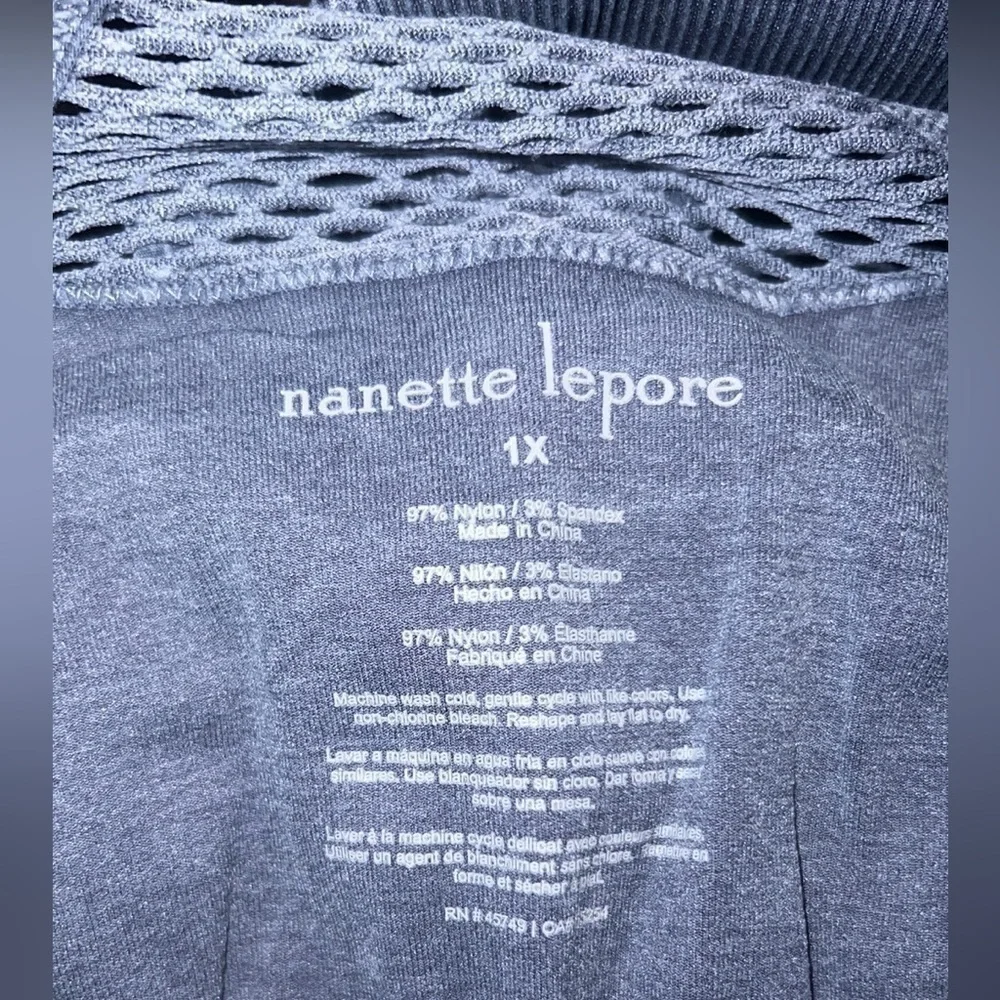 Nanette Lepore Play Womens 1X Blue Acid Wash‎ Mesh Seamless Racerback Sports Bra